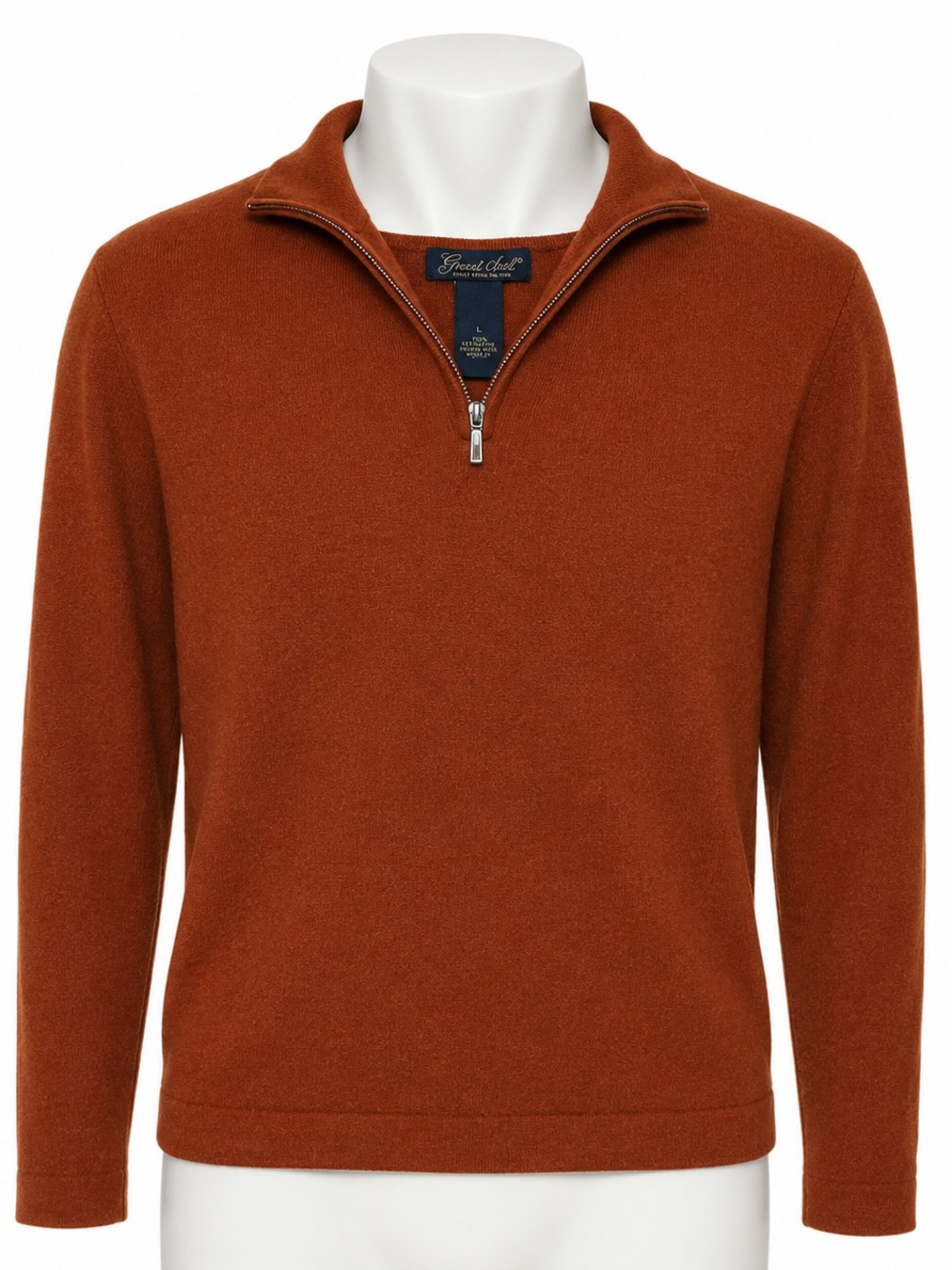 Garrett Scott Merino Wool Quarter Zip Woman’s Sweater in Rust Size L